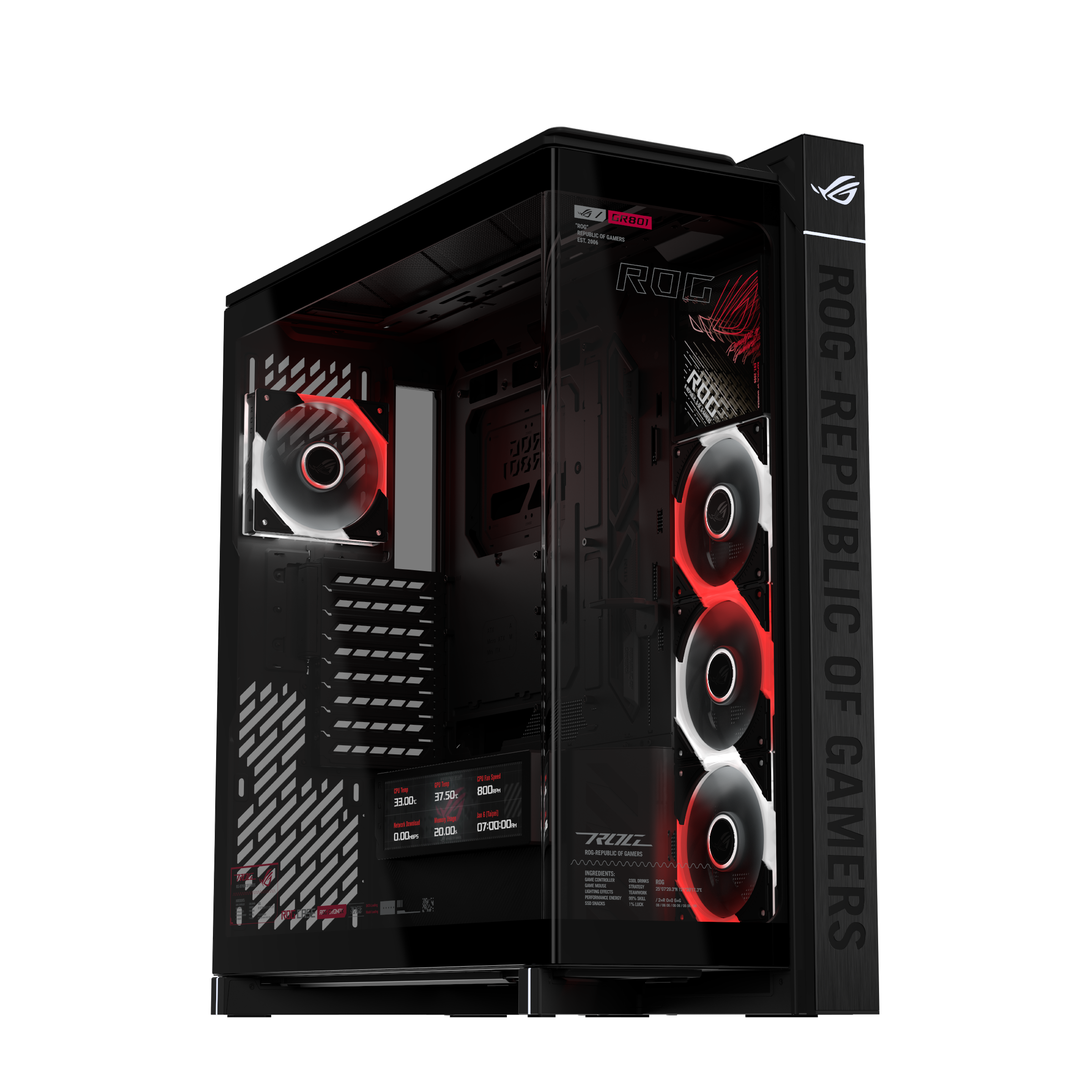 ASUS ROG CRONOX GR801 CURVE TG ARGB BLACK full tower panoramic case