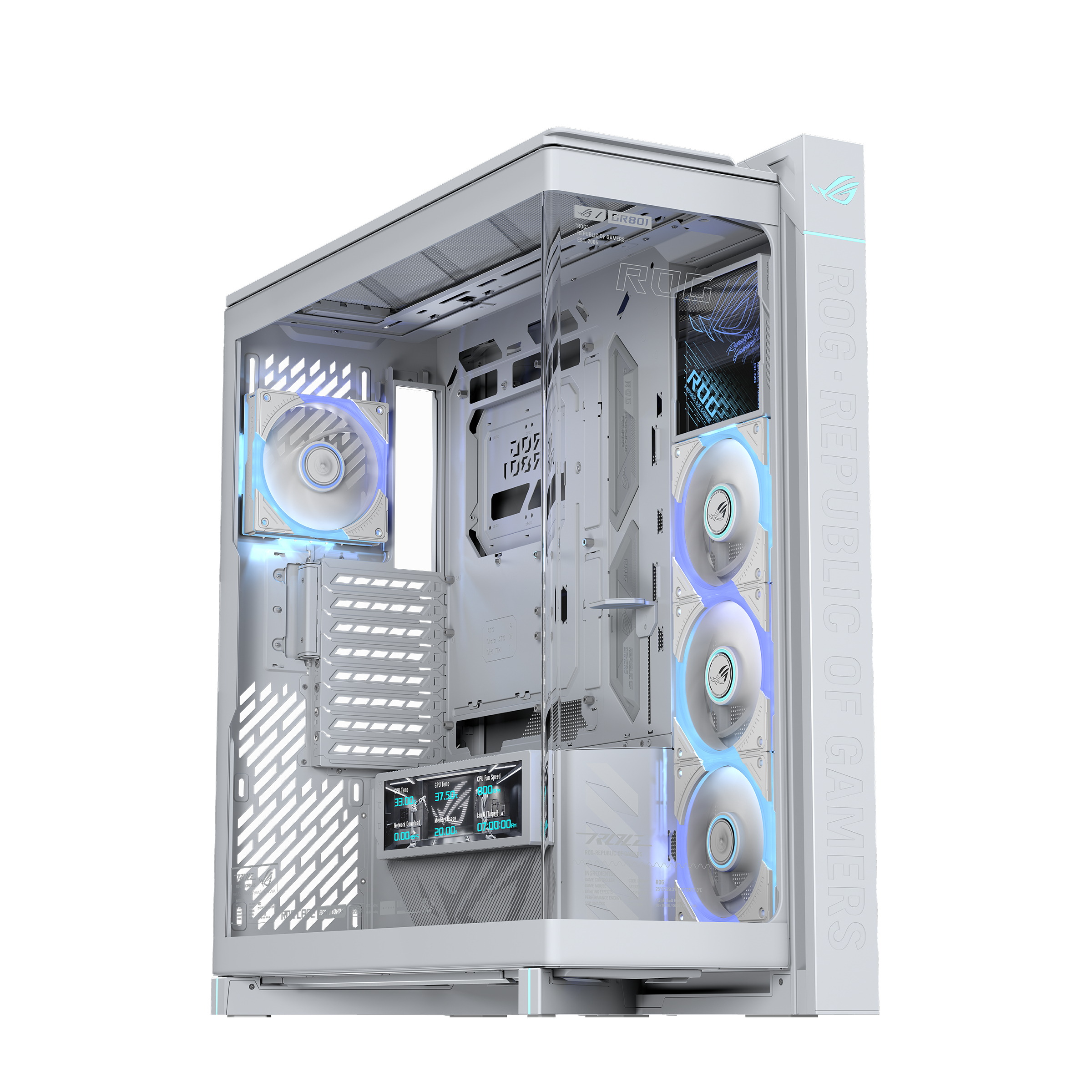 ASUS ROG CRONOX GR801 CURVE TG ARGB WHITE full tower panoramic case