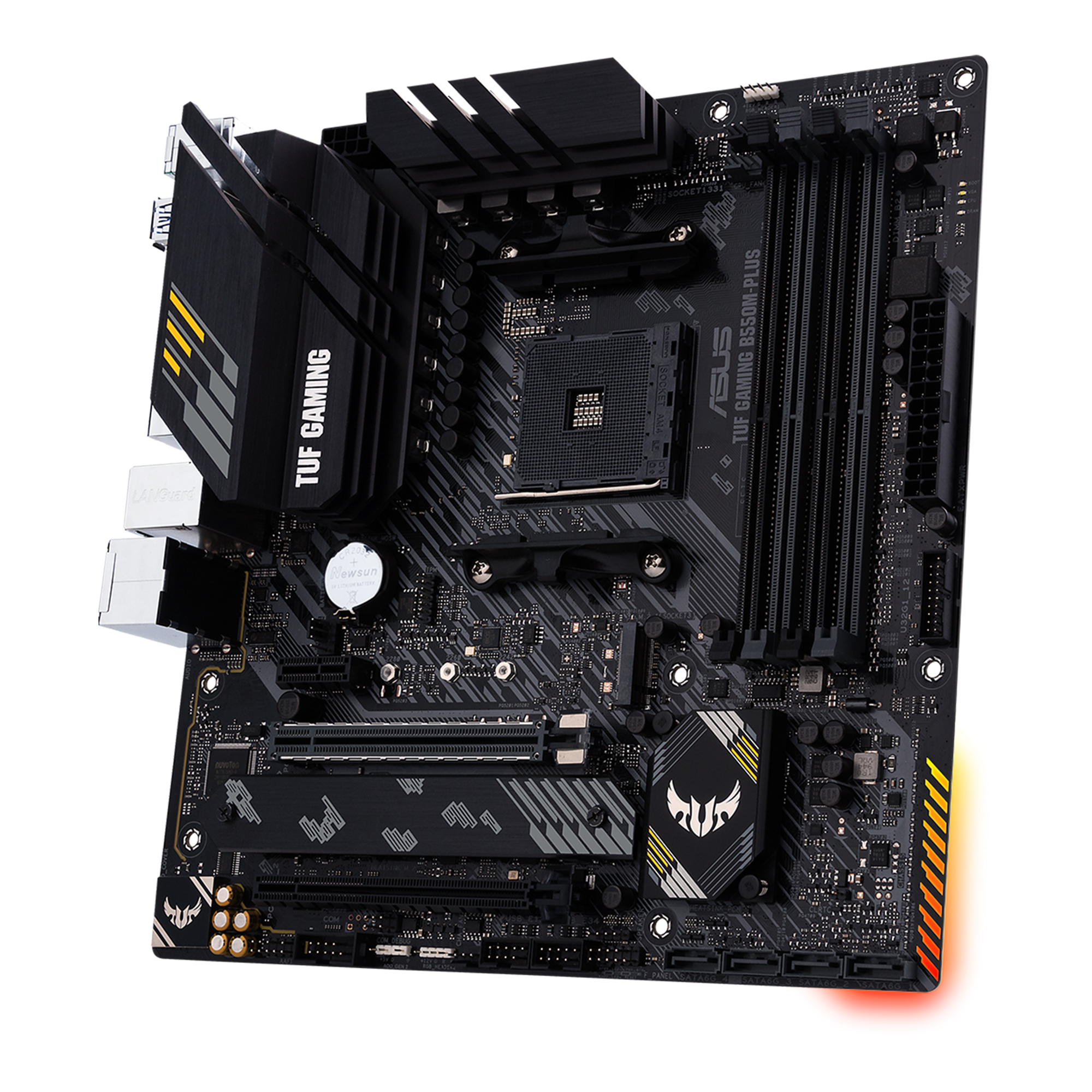 ASUS TUF GAMING B550M-PLUS mATX MB PCIe 4.0 dual M.2 10 DrMOS power stages 2.5Gb Ethernet HDMI DisplayPort SATA 6Gbps
