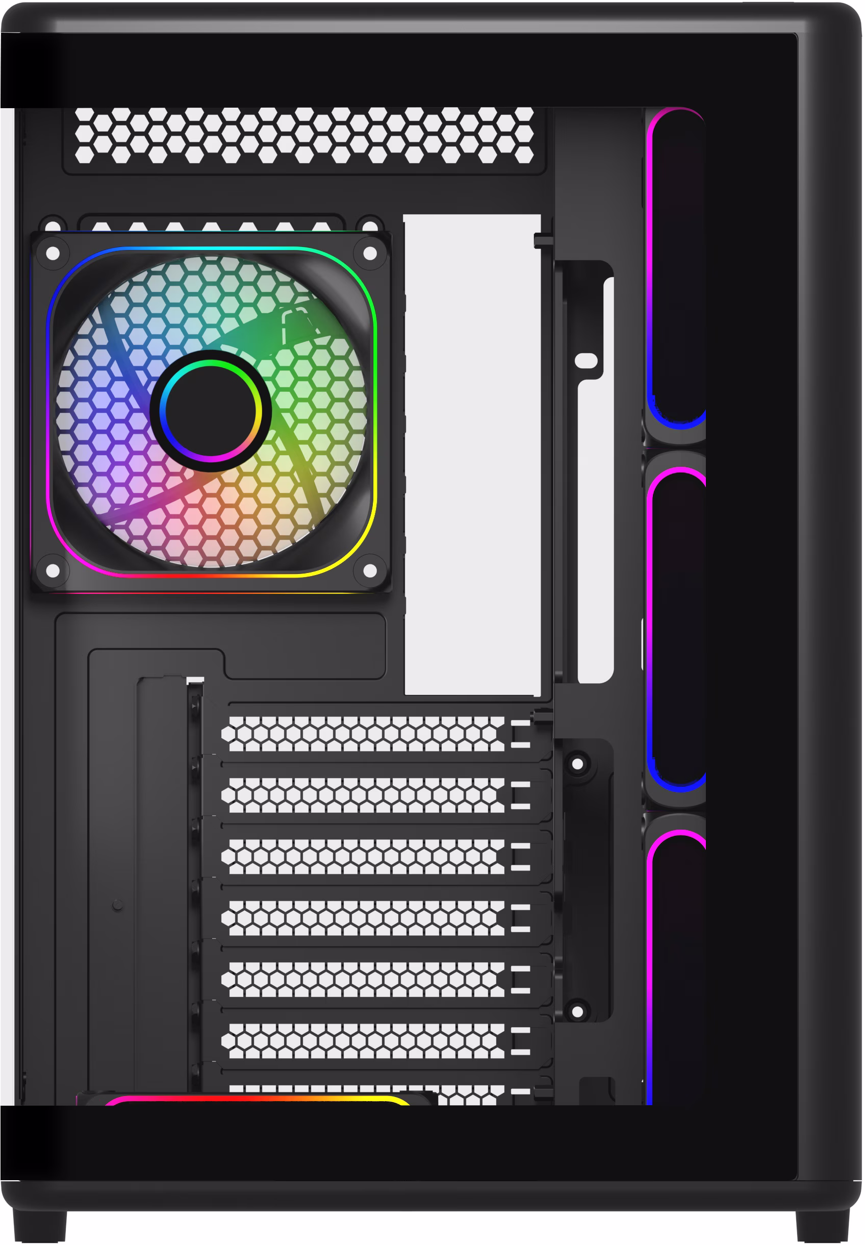 Cooler Master E600-KGNN-S02 Tempered Glass Panoramic Panel- Full curved, 7 x ARGB fans, supports
