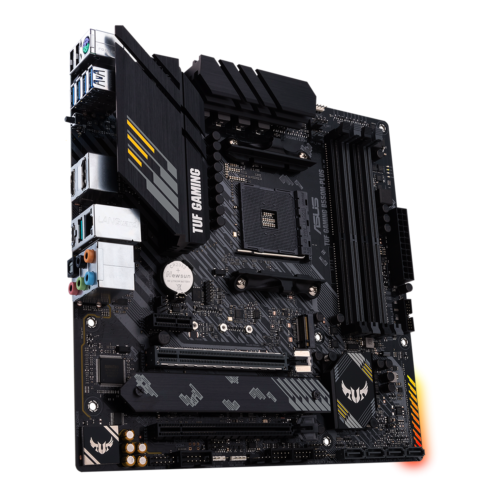 ASUS TUF GAMING B550M-PLUS mATX MB PCIe 4.0 dual M.2 10 DrMOS power stages 2.5Gb Ethernet HDMI DisplayPort SATA 6Gbps