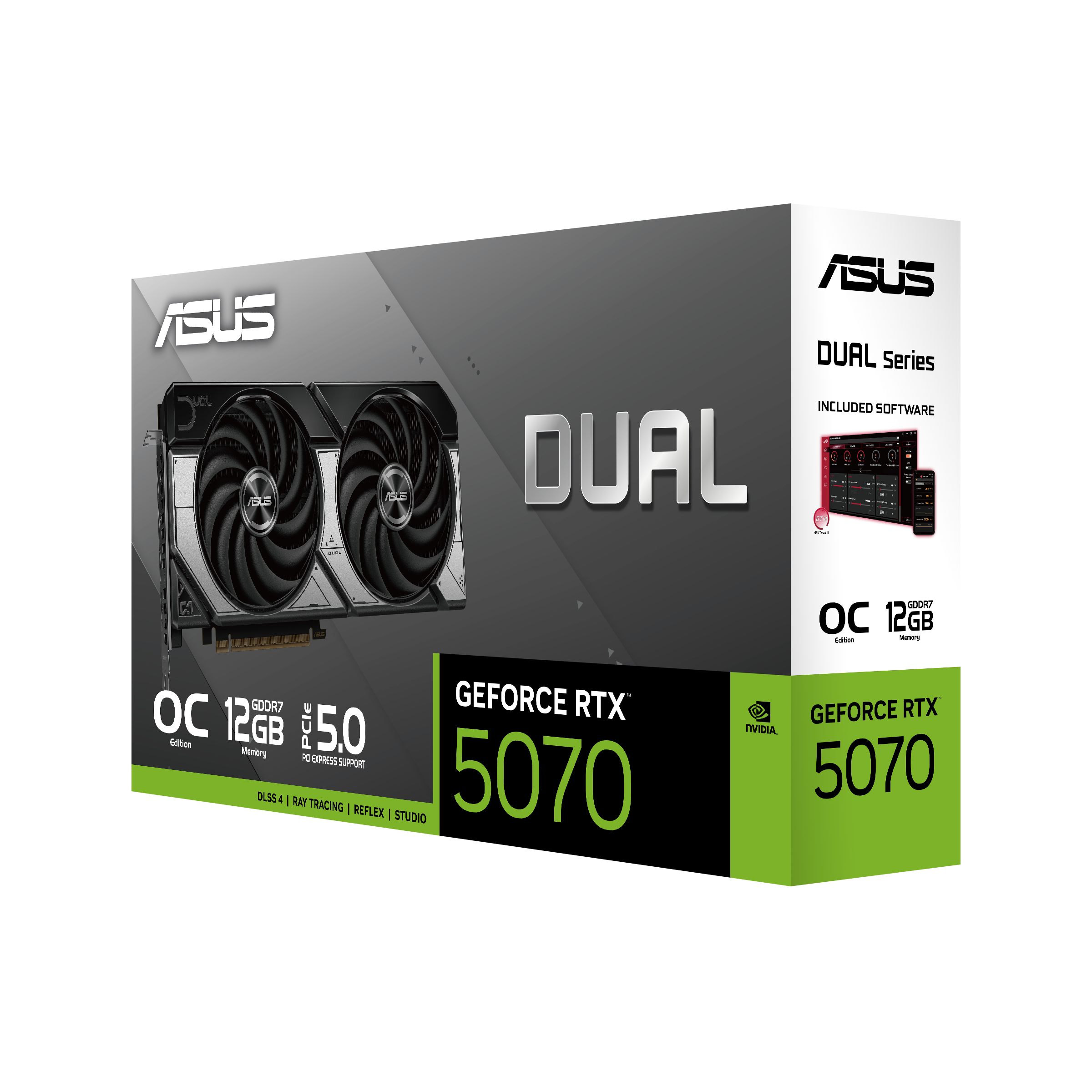 ASUS Dual GeForce RTX 5070 12GB GDDR7 OC Edition PCIe 5.0 HDMI 2.1b DisplayPort 2.1b