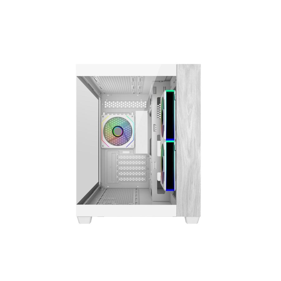 Cooler Master E481-WHNN-S00 Elite 481 WOOD White, mATX, Front Panel, 70° Full-View Tempered Glass