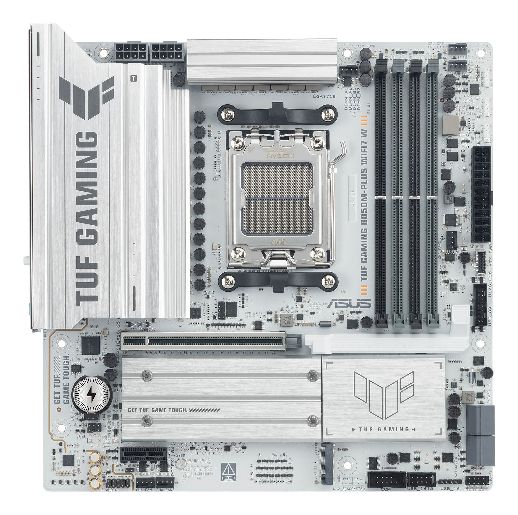 ASUS AMD TUF GAMING B850M-PLUS WIFI7 White Micro-ATX motherboard DDR5 PCIe 5.0 3xM.2 1xHDMI 1xDisplayPort