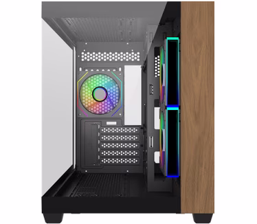 Cooler Master E481-KHNN-S00 Elite 481 WOOD Black, mATX, Front Panel, 70° Full-View Tempered Glass