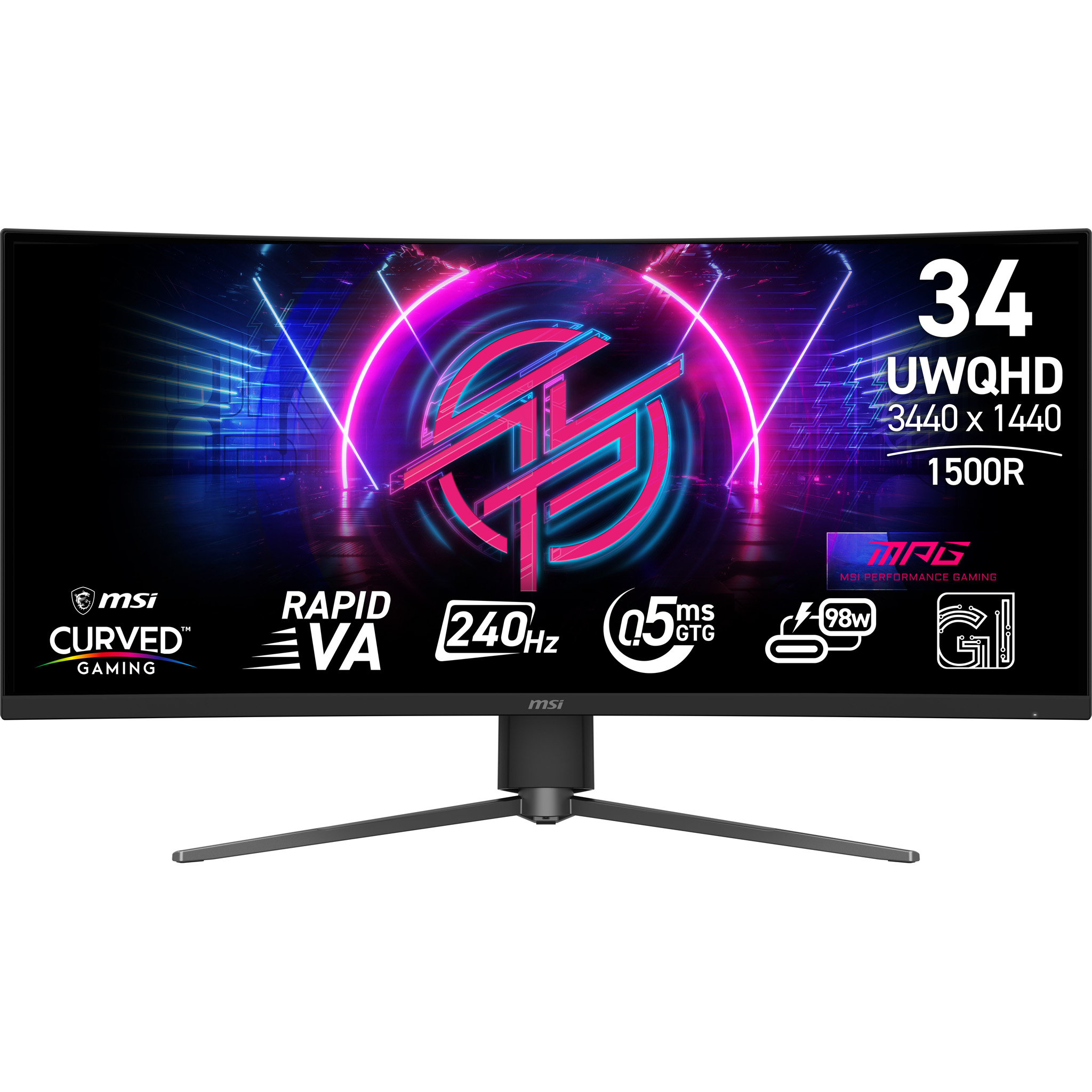 MSI MPG 346CQRF X24 34inch Rapid VA UWQHD Curve 1500R 21:9 240Hz 400cd/m2 1ms 2xHDMI2.1 DP USB Type C