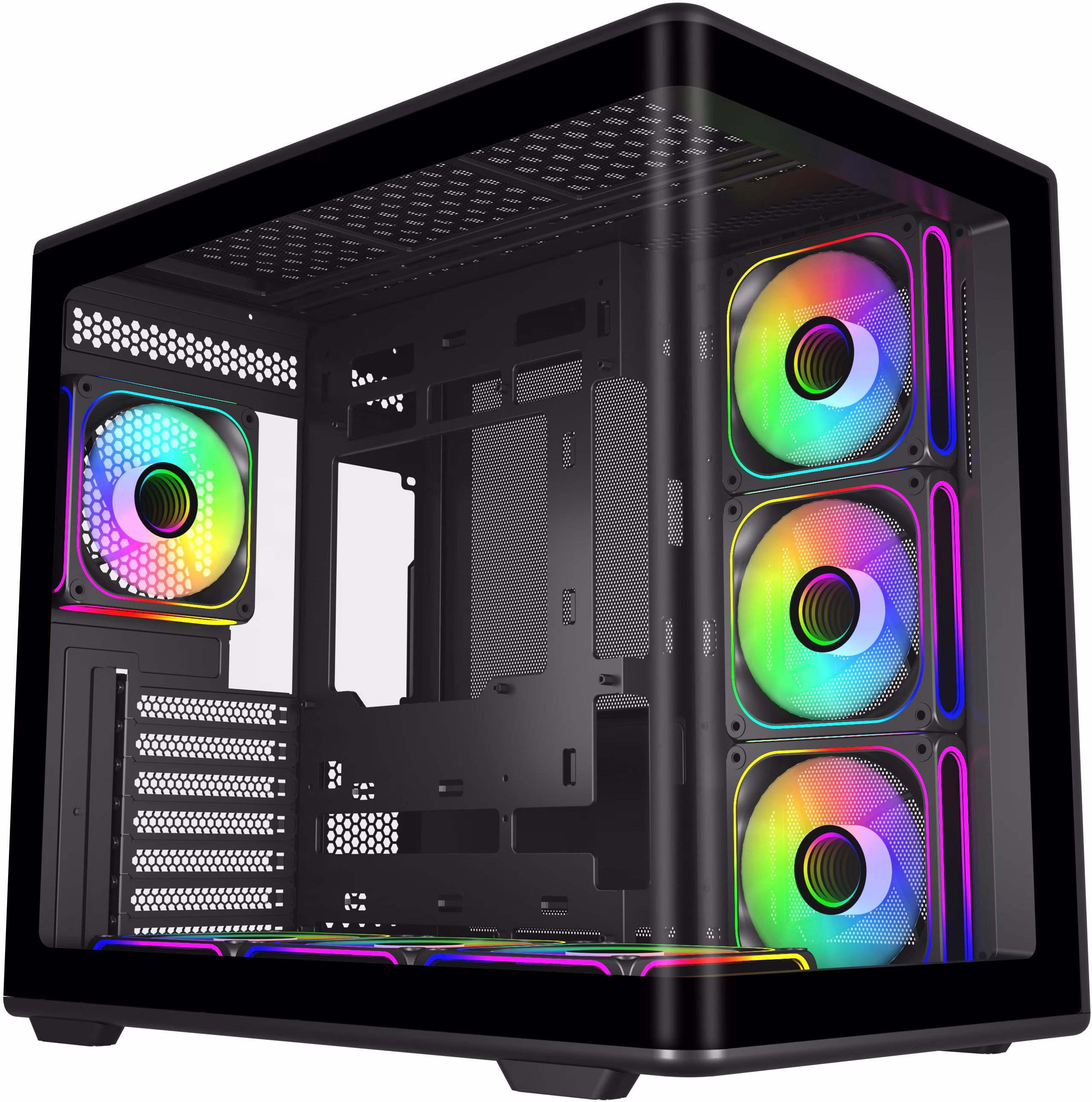 Cooler Master E600-KGNN-S02 Tempered Glass Panoramic Panel- Full curved, 7 x ARGB fans, supports