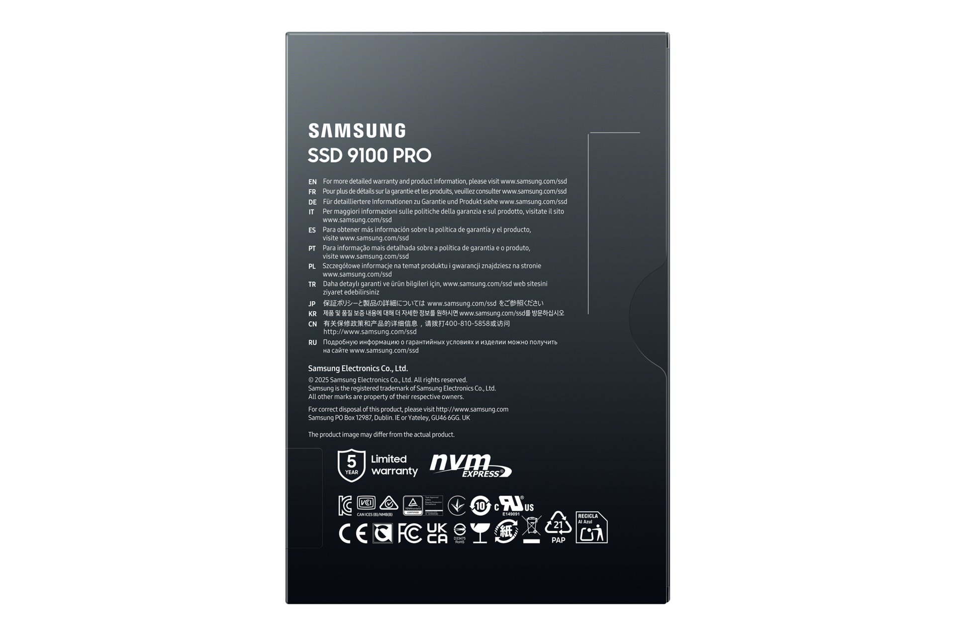 SAMSUNG 9100 PRO SSD NVMe M.2 2TB PCIe 5.0 14.800 MB/s Read 13.400 MB/s Write Internal SSD for Gaming and video editing Black