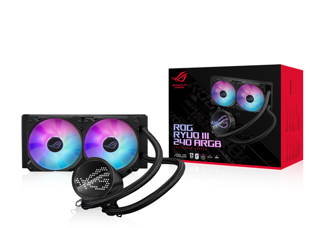 ASUS ROG RYUO III 240 ARGB all-in-one CPU liquid cooler and Anime Matrix LED Display