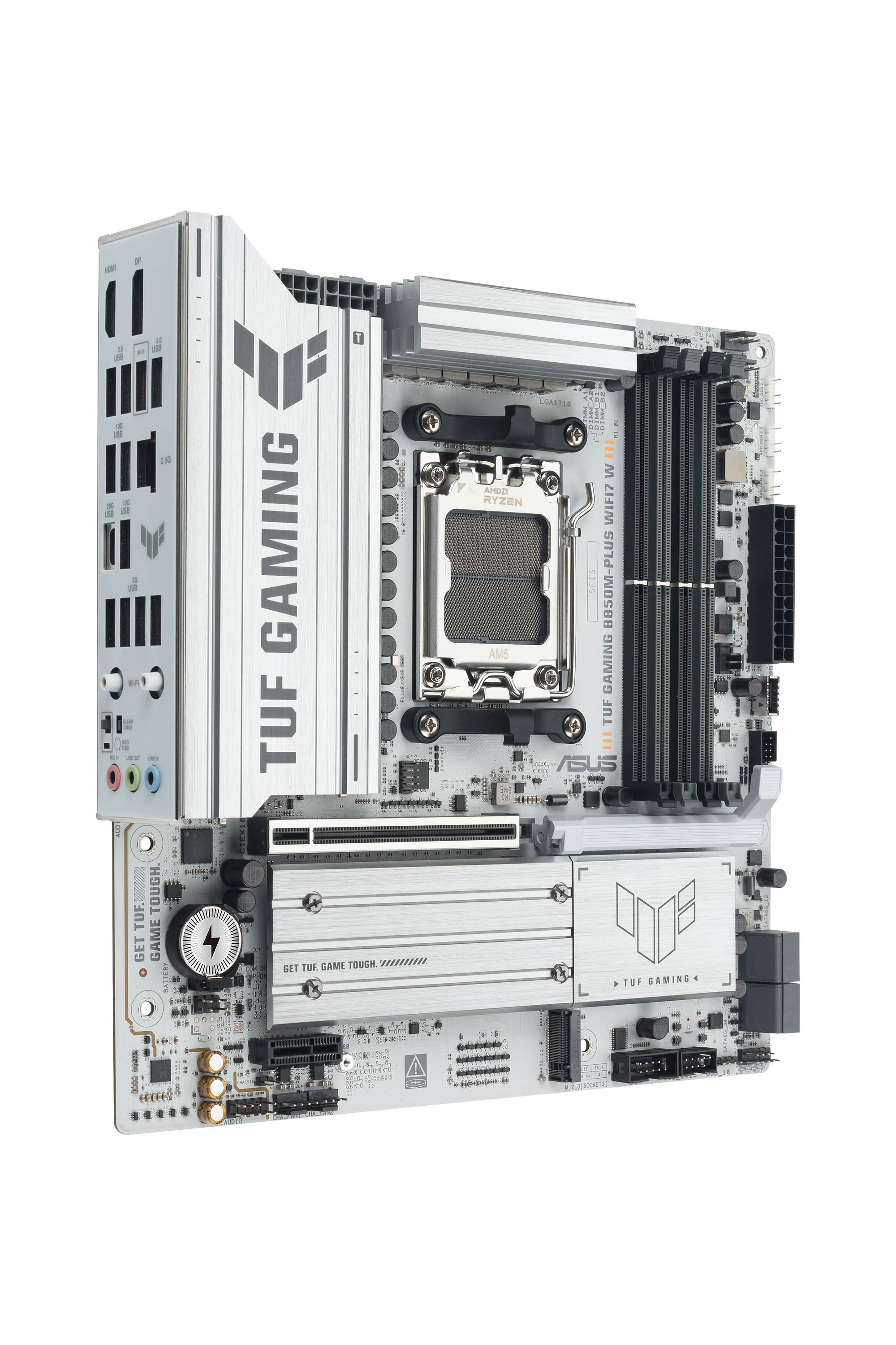 ASUS AMD TUF GAMING B850M-PLUS WIFI7 White Micro-ATX motherboard DDR5 PCIe 5.0 3xM.2 1xHDMI 1xDisplayPort