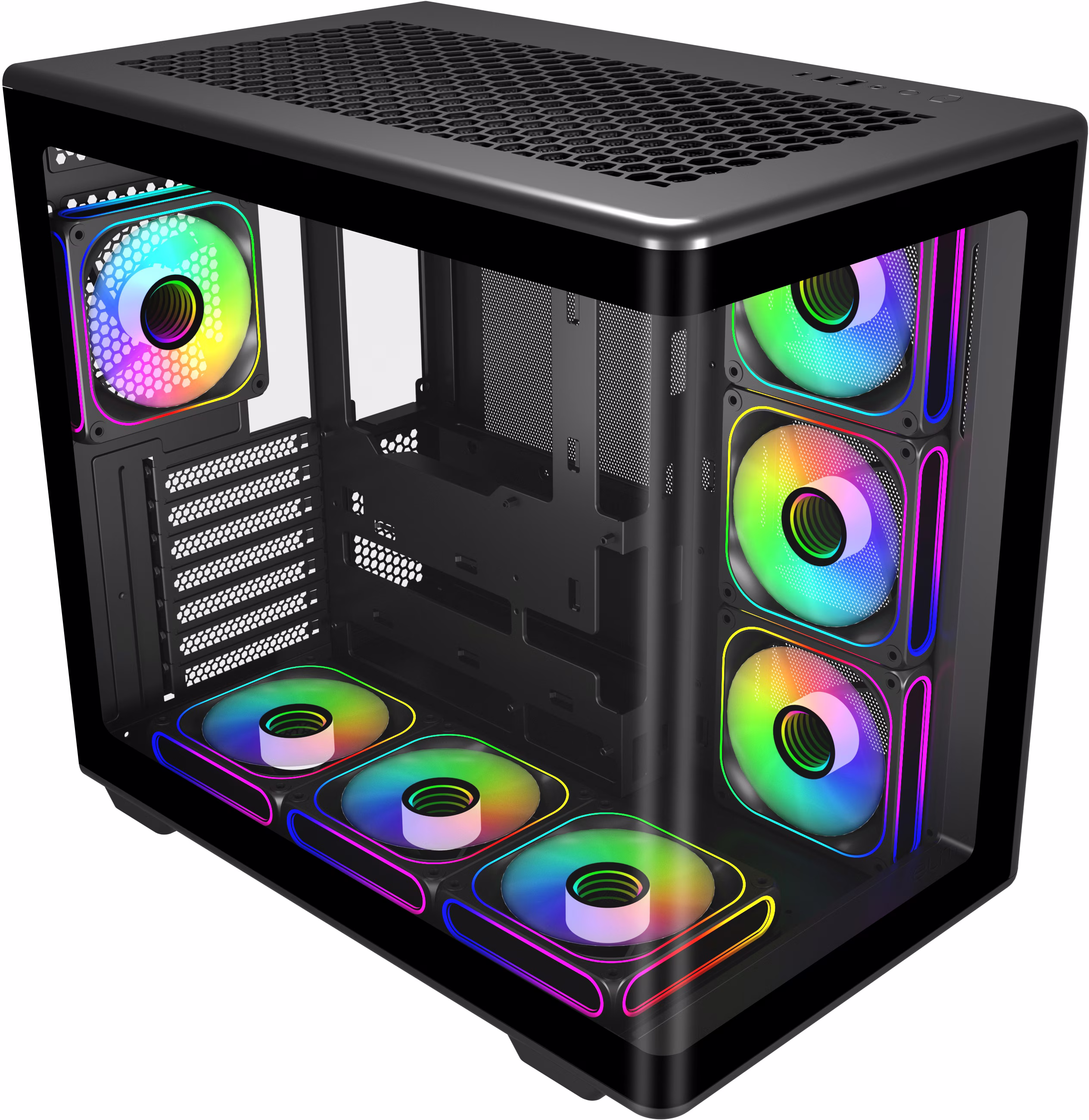 Cooler Master E600-KGNN-S02 Tempered Glass Panoramic Panel- Full curved, 7 x ARGB fans, supports
